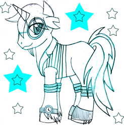 Size: 1829x1862 | Tagged: safe, artist:chibi-n92, oc, oc only, pony, unicorn, glasses, horn, male, simple background, smiling, stallion, stars, transparent background, unicorn oc, watch