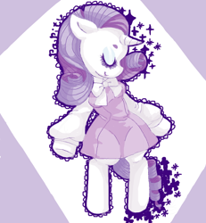 Size: 600x650 | Tagged: safe, artist:nonananana, rarity, pony, g4, bipedal, clothes, dress, eyes closed, eyeshadow, female, makeup, simple background, solo
