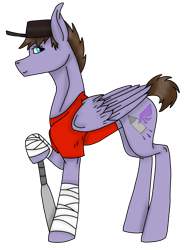 Size: 2952x3915 | Tagged: safe, artist:agdapl, pegasus, pony, arm wraps, baseball bat, clothes, crossover, hat, high res, ponified, scout (tf2), simple background, smiling, species swap, team fortress 2, transparent background, wings