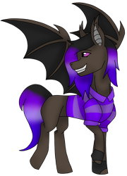 Size: 2852x3959 | Tagged: safe, artist:agdapl, bat pony, pony, bat ponified, clothes, crossover, grin, high res, looking back, male, ponified, race swap, scout (tf2), simple background, smiling, species swap, stallion, team fortress 2, transparent background