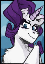 Size: 741x1054 | Tagged: safe, alternate version, artist:lion-buddy, rarity, pony, unicorn, g4, bust, female, horn, mare, smiling, solo