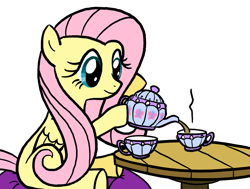 Size: 900x680 | Tagged: artist needed, safe, fluttershy, pegasus, pony, g4, food, simple background, sitting, solo, tea, tea party, teapot, transparent background