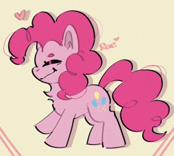 Size: 1134x1019 | Tagged: safe, artist:kokoaapuff, pinkie pie, earth pony, pony, g4, chest fluff, eyes closed, female, heart, mare, profile, solo