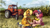 Size: 2560x1440 | Tagged: safe, artist:jewellier, applejack, pinkie pie, earth pony, pony, g4, bandana, biplane, bucket, corn, cornfield, cottagecore, duo, eating, farm, female, food, hatless, herbivore, jar, looking at you, looking back, looking back at you, mare, missing accessory, plane, tractor