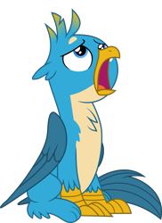 Size: 2185x3000 | Tagged: safe, artist:frownfactory, gallus, griffon, g4, interseason shorts, teacher of the month (episode), beak, exasperated face, high res, male, open beak, open mouth, simple background, sitting, solo, talons, transparent background, vector, wings