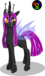 Size: 1803x3000 | Tagged: safe, artist:kyoshyu, oc, oc only, oc:nymphea, changeling, female, purple changeling, simple background, solo, transparent background