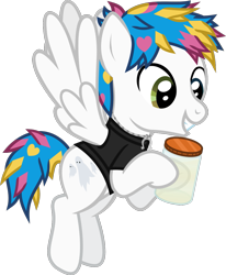 Size: 982x1195 | Tagged: safe, artist:lightningbolt, derpibooru exclusive, pegasus, pony, g4, .svg available, awsten knight, clothes, dyed mane, dyed tail, fetish, flying, grin, heterochromia, hoof hold, horseshoes, jar, jarate, jewelry, male, necklace, pee in container, ponified, shirt, show accurate, simple background, smiling, solo, stallion, svg, t-shirt, transparent background, urine, vector, waterparks, wings