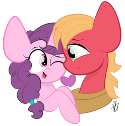 Size: 938x945 | Tagged: safe, artist:sugarcloud12, big macintosh, sugar belle, earth pony, pony, g4, eyebrows, female, horse collar, male, missing freckles, one eye closed, ship:sugarmac, shipping, simple background, straight, transparent background