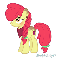 Size: 990x994 | Tagged: safe, artist:novalightsentryyt, apple bloom, earth pony, pony, g4, alternate design, female, filly, hair over one eye, simple background, solo, transparent background