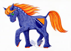Size: 2000x1433 | Tagged: safe, artist:larrachersan, pony, bosnia and herzegovina, nation ponies, ponified, solo