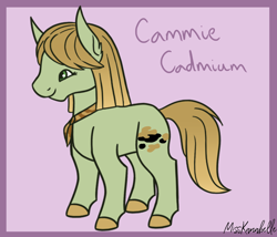 Size: 1750x1500 | Tagged: safe, artist:misskanabelle, earth pony, pony, cammie cadmium, colored hooves, female, mare, signature, solo