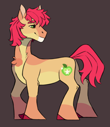 Size: 2000x2316 | Tagged: safe, artist:eeelt, bright mac, earth pony, pony, g4, brown background, high res, looking back, male, simple background, smiling, stallion