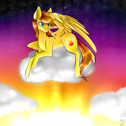 Size: 4590x4590 | Tagged: safe, artist:rubimlp6, oc, oc only, pegasus, pony, cloud, on a cloud, outdoors, pegasus oc, solo, wings