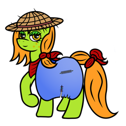 Size: 1024x1024 | Tagged: safe, artist:dice-warwick, oc, oc only, oc:lottery, earth pony, pony, fallout equestria, cloak, clothes, hat, solo, straw hat, tarp