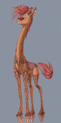 Size: 1000x2000 | Tagged: safe, artist:madhotaru, oc, oc only, oc:twiggy, giraffe, cloven hooves, glasses, hooves, long legs, simple background, slender, solo, tall, thin