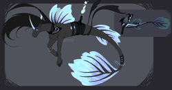 Size: 1200x628 | Tagged: safe, artist:gardenofcandles, oc, oc only, alicorn, hybrid, merpony, pony, seapony (g4), black background, candle, dorsal fin, fin wings, fire, fish tail, flowing tail, horn, jewelry, logo, necklace, pearl necklace, purple eyes, seaponified, simple background, smiling, solo, species swap, tail, unshorn fetlocks, wings