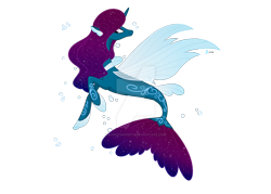Size: 1920x1372 | Tagged: safe, artist:rainvivadopts, oc, oc only, alicorn, pony, seapony (g4), adoptable, base used, blue wings, bubble, deviantart watermark, dorsal fin, ethereal mane, fin wings, fins, fish tail, flowing mane, flowing tail, horn, obtrusive watermark, purple mane, seaponified, smiling, solo, species swap, starry mane, tail, watermark, wings