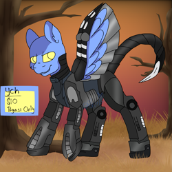 Size: 1439x1439 | Tagged: safe, artist:bluemoon, oc, oc only, pegasus, pony, fallout equestria, armor, commission, enclave, enclave armor, solo, ych example, your character here