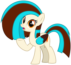 Size: 2739x2518 | Tagged: safe, artist:lightning stripe, part of a set, oc, oc only, oc:phoenix feather, pegasus, pony, g4, commission, cream coat, eyelashes, female, frown, high res, long hair, long mane, long tail, mare, orange eyes, raised hoof, simple background, solo, transparent background, two toned mane, two toned tail