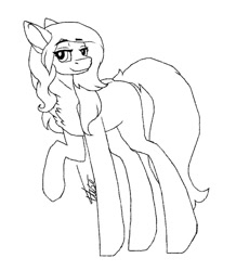 Size: 838x959 | Tagged: safe, artist:inspiredpixels, oc, oc only, pony, black and white, grayscale, monochrome, raised hoof, solo