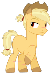 Size: 1129x1598 | Tagged: safe, artist:cindystarlight, oc, oc only, earth pony, pony, cowboy hat, earth pony oc, frown, hat, male, not applejack, raised hoof, scar, simple background, solo, stallion, stetson, transparent background