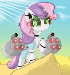 Size: 2780x2985 | Tagged: safe, artist:vinca, sweetie belle, pony, robot, robot pony, unicorn, g4, high res, raised hoof, solo, sweetie bot