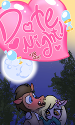 Size: 2000x3334 | Tagged: safe, artist:b(r)at, derpy hooves, doctor whooves, time turner, oc, pony, comic:date night!, g4, blushing, female, high res, male, moon, ship:doctorderpy, shipping, straight, sweat