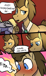 Size: 2000x3334 | Tagged: safe, artist:b(r)at, derpy hooves, doctor whooves, time turner, oc, earth pony, pegasus, pony, comic:date night!, g4, blushing, comic, female, high res, male, ship:doctorderpy, shipping, stallion, straight