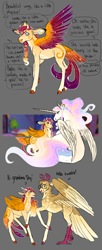 Size: 6154x15105 | Tagged: safe, artist:felinenostalgic, posey shy, princess celestia, oc, oc:lacuna, deer, deer pony, original species, peryton, pony, g4, absurd resolution, alternate universe, ethereal mane, female, interspecies offspring, mother and child, mother and daughter, offspring, parent:king aspen, parent:princess celestia, parents:aspenlestia, species swap, tail feathers