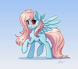 Size: 2525x2232 | Tagged: safe, artist:dandy, oc, oc only, oc:arctic sky, pegasus, pony, blushing, cute, female, gradient background, high res, looking at you, solo, wings