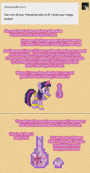 Size: 504x962 | Tagged: safe, artist:verve, twilight sparkle, alicorn, genie, pony, ask genie twilight, g4, ask, bottle, comic, cup, cup of pony, female, geniefied, levitation, magic, mare, micro, pixel art, solo, telekinesis, twilight sparkle (alicorn)