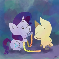 Size: 2048x2048 | Tagged: safe, artist:catscratchpaper, rarity, pony, unicorn, g4, abstract background, high res, mannequin, measuring tape, solo