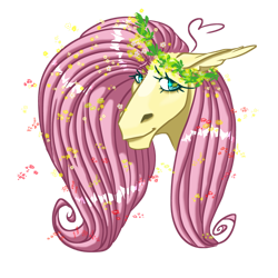 Size: 1280x1280 | Tagged: safe, artist:d3pressedr4inbow, fluttershy, pegasus, pony, g4, bust, female, floral head wreath, flower, hoers, mare, simple background, solo, transparent background