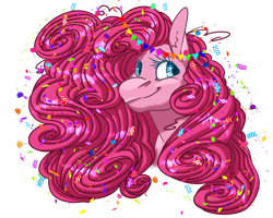 Size: 1280x1024 | Tagged: safe, artist:d3pressedr4inbow, pinkie pie, earth pony, pony, g4, confetti, female, mare, simple background, smiling, solo, transparent background