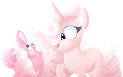 Size: 1280x804 | Tagged: safe, artist:elementbases, artist:pasteldraws, oc, hybrid, pony, unicorn, base used, curly tail, female, fluffy, fluffy hair, lineless, mother and child, mother and daughter, simple background, transparent background