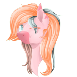 Size: 1000x1000 | Tagged: safe, artist:schokocream, oc, oc only, earth pony, pony, bust, earth pony oc, female, mare, one eye closed, simple background, solo, transparent background, wink