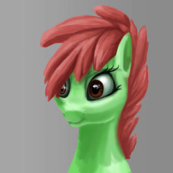 Size: 894x894 | Tagged: safe, artist:joan-grace, oc, oc only, earth pony, pony, earth pony oc, eyelashes, gray background, simple background, smiling, solo