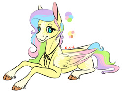 Size: 739x595 | Tagged: safe, artist:eperyton, oc, oc only, pegasus, pony, cloven hooves, female, magical lesbian spawn, mare, offspring, parent:fluttershy, parent:rainbow dash, parents:flutterdash, pegasus oc, simple background, white background, wings