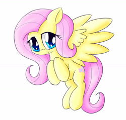 Size: 1501x1437 | Tagged: safe, artist:shadowhawx, fluttershy, pegasus, pony, g4, flying, looking at you, smiling, solo, spread wings, wings