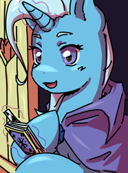 Size: 1384x1858 | Tagged: safe, artist:aquoquoo, trixie, pony, unicorn, g4, book, glowing horn, horn