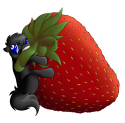 Size: 2448x2411 | Tagged: safe, artist:bridgettewolf, oc, oc only, oc:inkenel, pony, food, high res, micro, simple background, solo, strawberry, transparent background