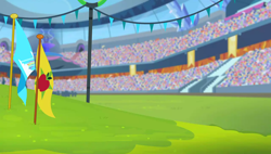 Size: 1280x727 | Tagged: safe, screencap, equestria games (episode), g4, season 4, background, banner, cloudsdale flag, crowd, crystal empire, flag, flags of equestrian regions, scenic ponyville, stadium