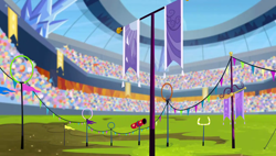Size: 1280x727 | Tagged: safe, screencap, equestria games (episode), g4, background, banner, crowd, crystal empire, scenic ponyville, stadium
