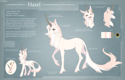 Size: 5131x3294 | Tagged: safe, artist:doekitty, oc, oc:hazel (doekitty), pony, unicorn, female, mare, reference sheet, solo, wood horn