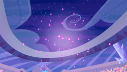 Size: 1280x727 | Tagged: safe, screencap, equestria games (episode), g4, background, cloud, crowd, crystal, crystal empire, fireworks, night, scenic ponyville, stadium