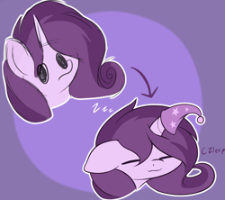 Size: 1816x1616 | Tagged: safe, artist:czu, oc, oc only, oc:czupone, pony, unicorn, bust, eyes closed, floppy ears, horn, horn cap, onomatopoeia, portrait, sleeping, sound effects, zzz