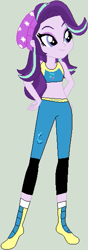 Size: 203x578 | Tagged: safe, artist:jadeharmony, artist:selenaede, starlight glimmer, equestria girls, g4, base used, beanie, clothes, eyeshadow, female, gray background, hat, makeup, martial arts kids, martial arts kids outfits, midriff, pants, shoes, simple background, sneakers, socks, solo, sports bra, sweatpants
