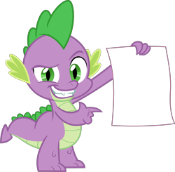 Size: 5901x5782 | Tagged: safe, artist:frownfactory, spike, dragon, g4, the crystalling, exploitable, grin, looking at you, male, pointing, poster, simple background, smiling, solo, teeth, transparent background, vector
