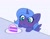 Size: 2244x1764 | Tagged: safe, alternate version, artist:cloudberry_mess, princess luna, blushing, cake, cute, female, filly, food, lunabetes, table, woona, younger