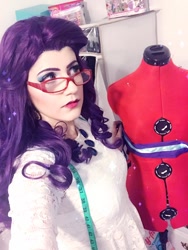 Size: 720x960 | Tagged: safe, artist:sarahndipity cosplay, rarity, human, g4, clothes, cosplay, costume, glasses, irl, irl human, measuring tape, photo